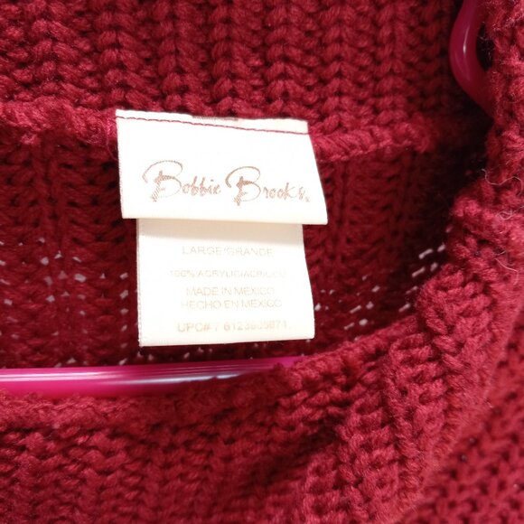 Bobbie Brooks Rusty Red Thick Knit Fold-Down Collar Sweater Sz-LG (T-389) - Picture 8 of 11